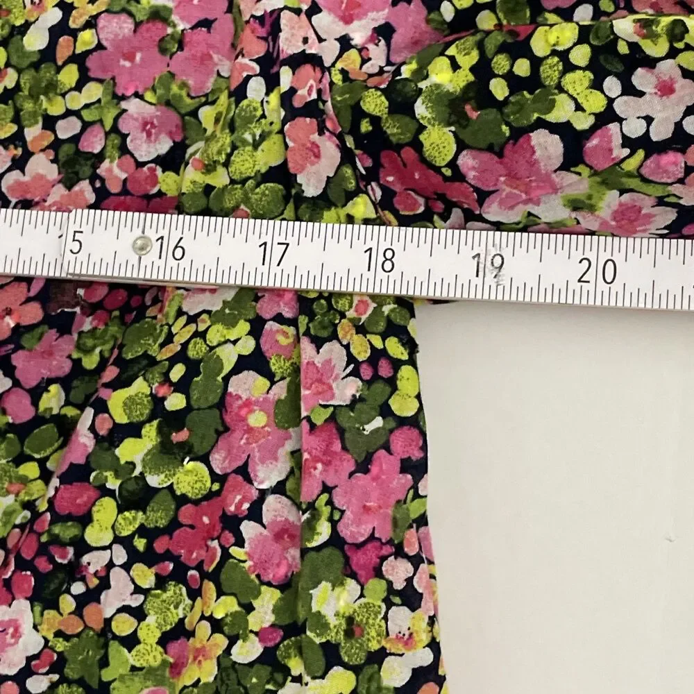 Crown & Ivy Women’s Floral Cotton Blouse XL Balloon Sleeve Multicolor Cropped